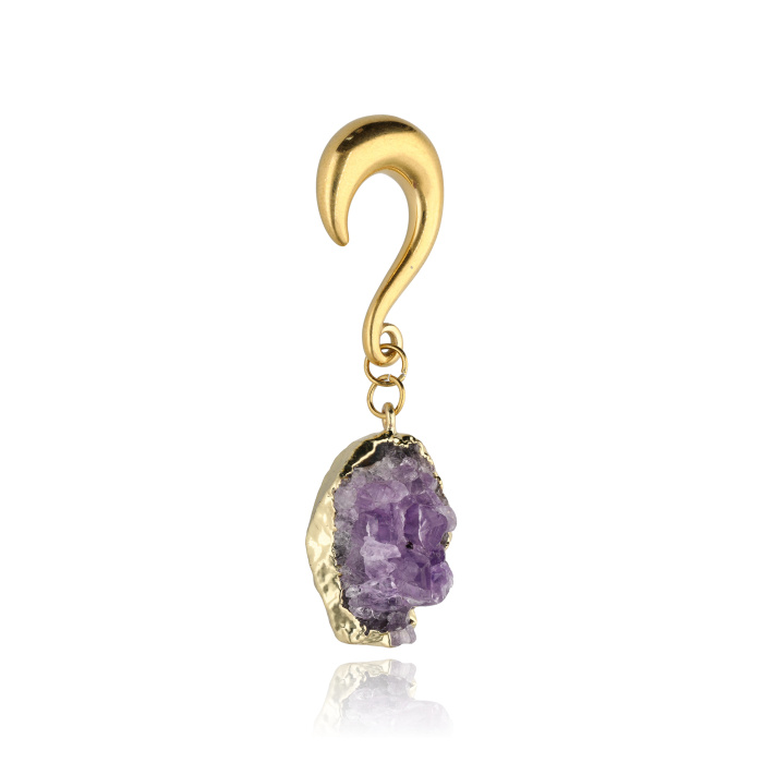 Ear weight with purple amethyst - gold - PT-177