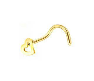 Ornamental gold heart nose stud - NS-013