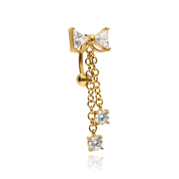 Gold bow Belly button ring - KP-033