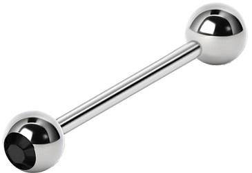 Tongue barbell - black zirconia - KJ-055