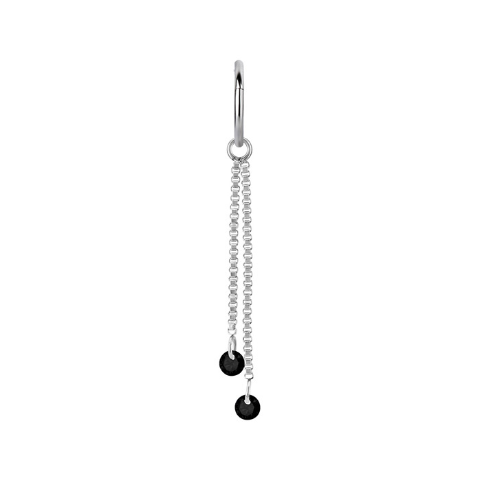 Charms chain with black zircons - silver - D-071