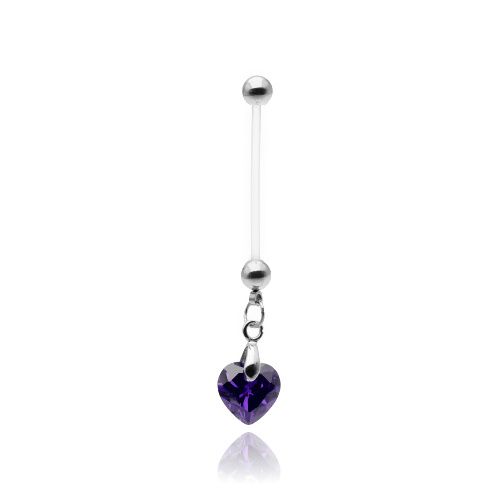 Belly button ring for pregnant women purple heart - KP-046