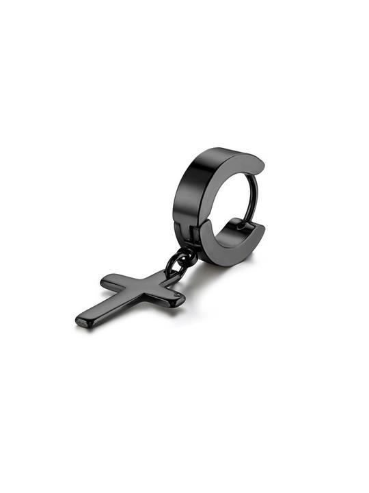 HUGGIE black cross earring - KH-008