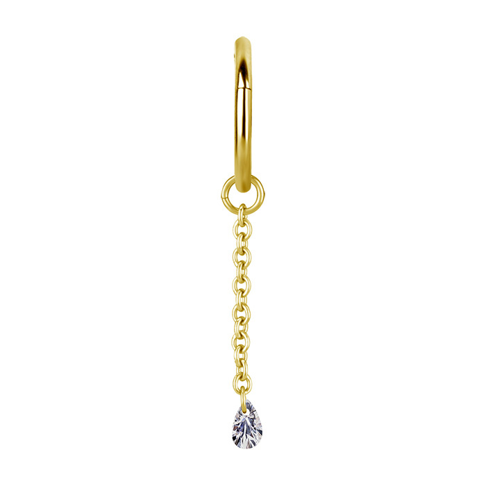 Charms chain with white zirconia - gold - D-074