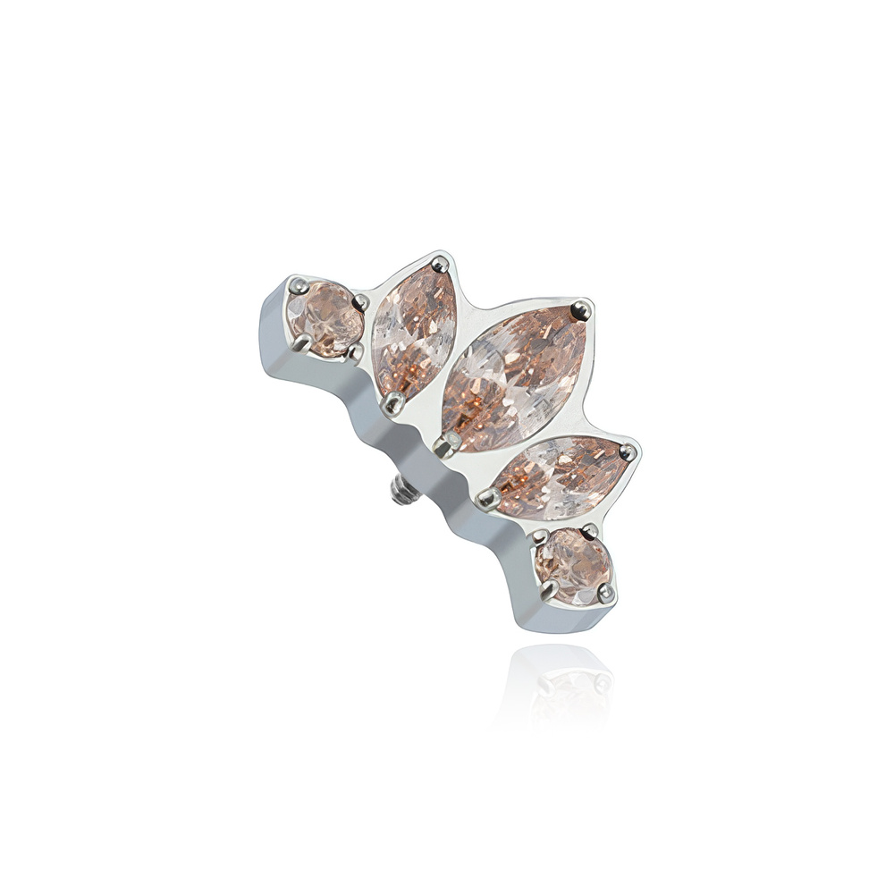 Titanium attachment with white zircons - silver - TNA-104