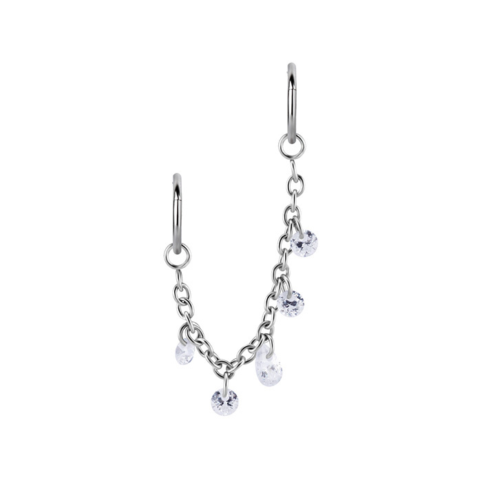 Chain with white zircons - silver - D-075