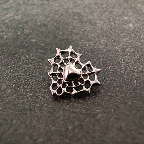 Titanium labret heart spiderweb - silver - TGW-143