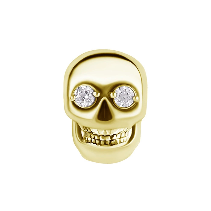 Attachment push in - skull with white zircons - CoCr NF - gold - PI-005