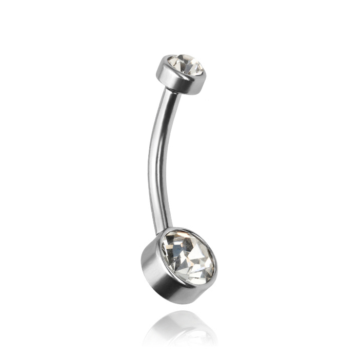 Belly button ring with white zircons - KP-056