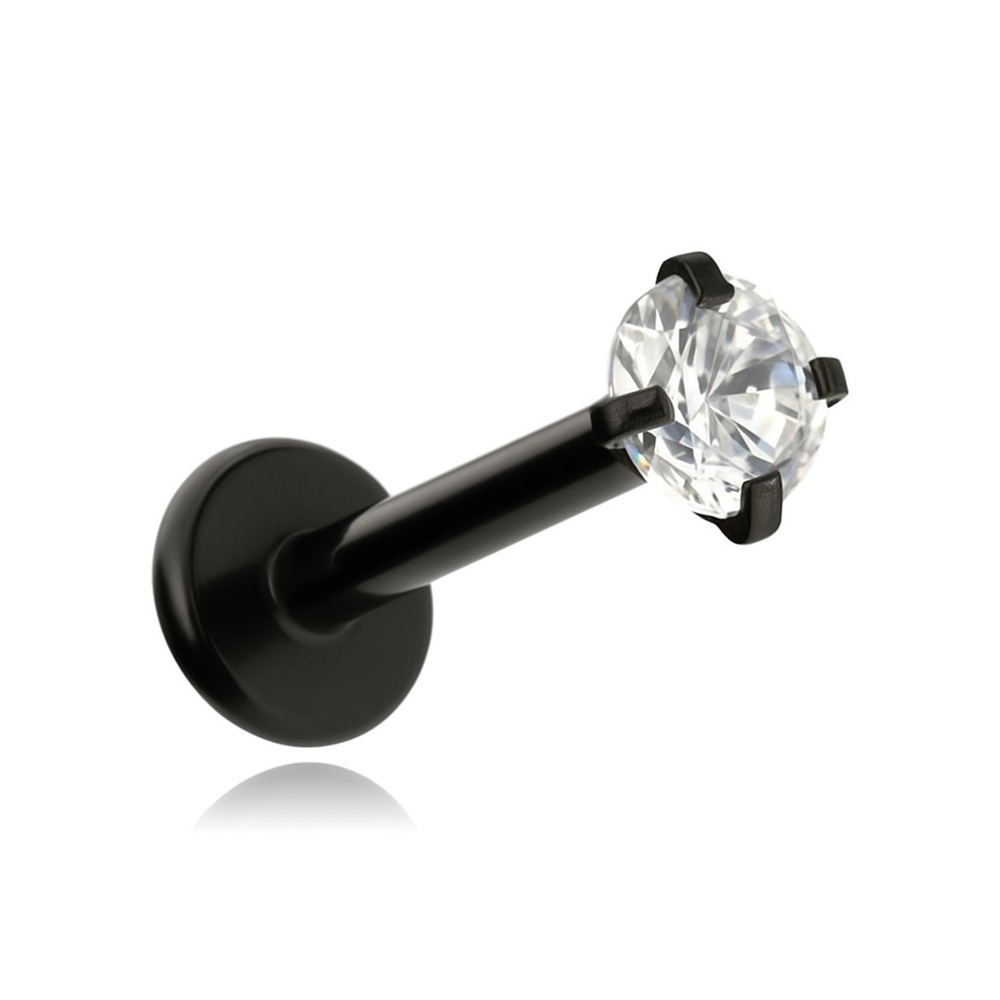 Labret black with white zirconia - LGW-001