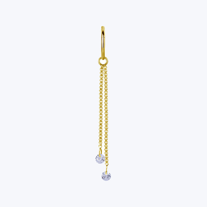 Charms chain with white zircons - gold - D-071