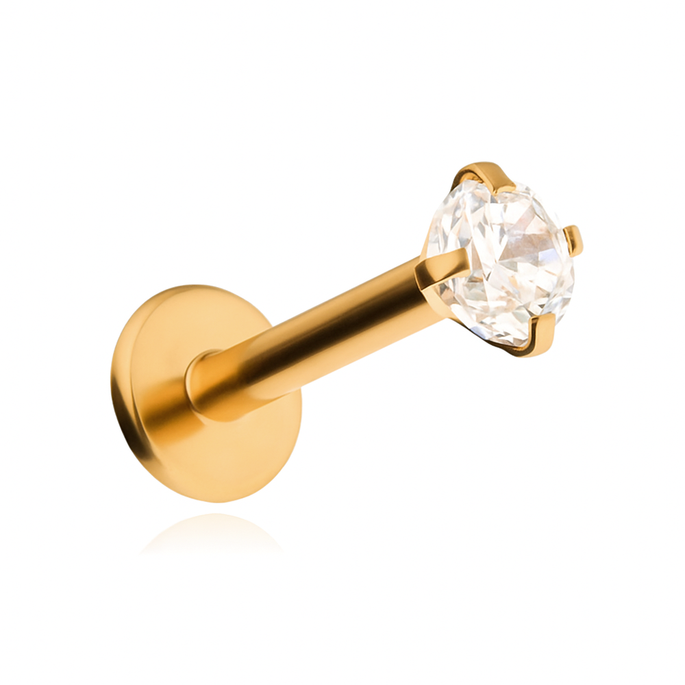 Labret rose gold with white zirconia - LGW-001