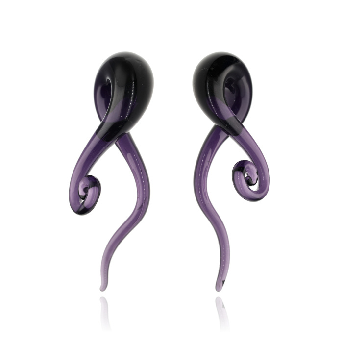 Glass Spirals swan purple - pair - PT-167