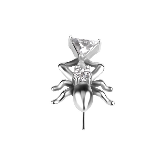 Attachment push in - beetle with white zirconia - CoCr NF - silver - PI-017