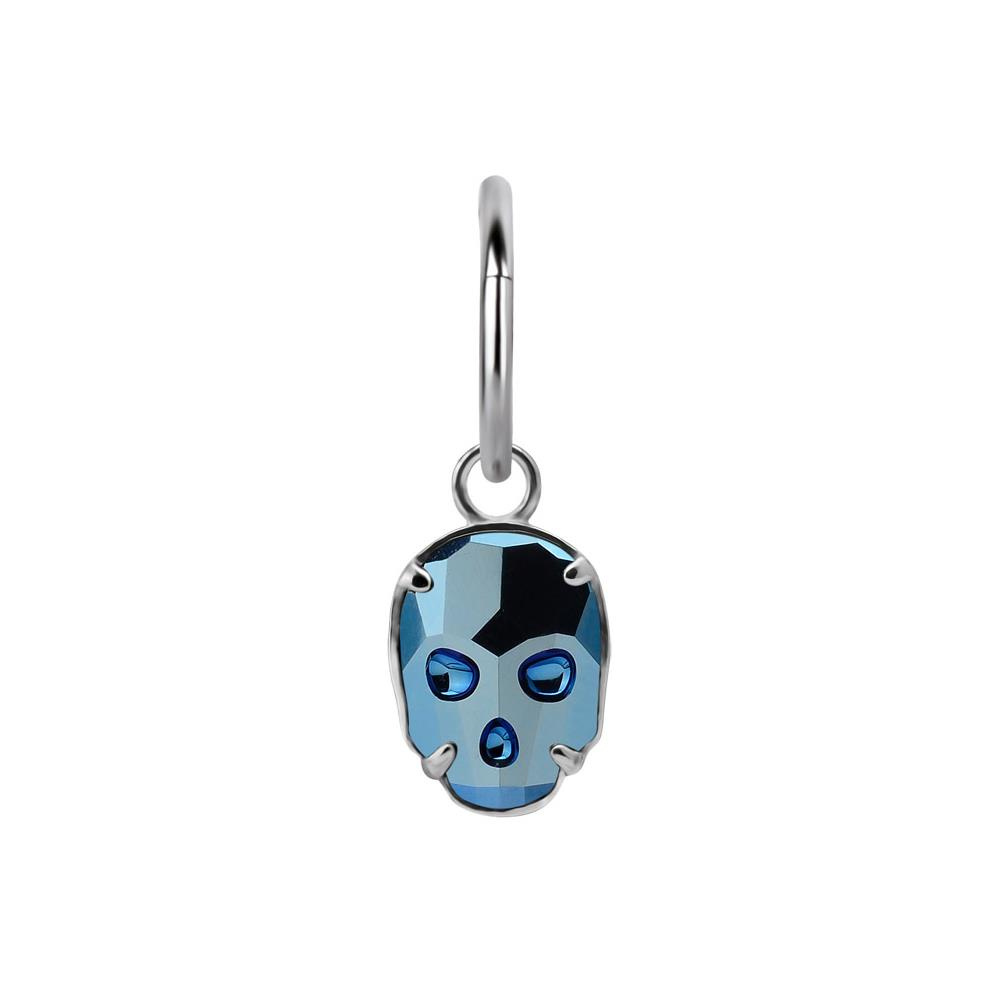 Charms - blue skull - PREMIUM CRYSTAL - silver - D-012