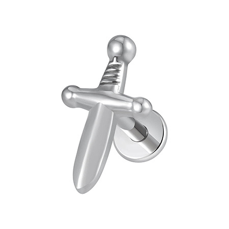 Titanium labret silver dagger - TGW-109