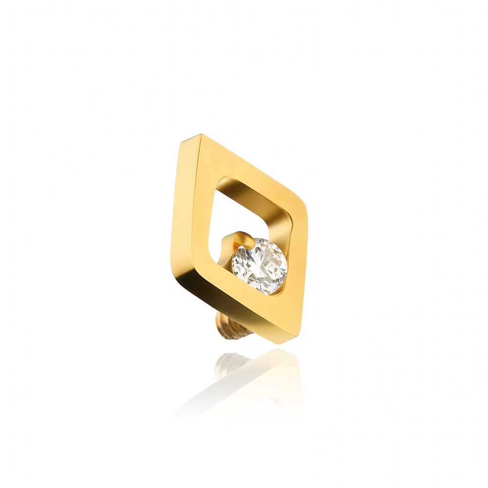 Titanium attachment with white zircons - silver - TNA-206