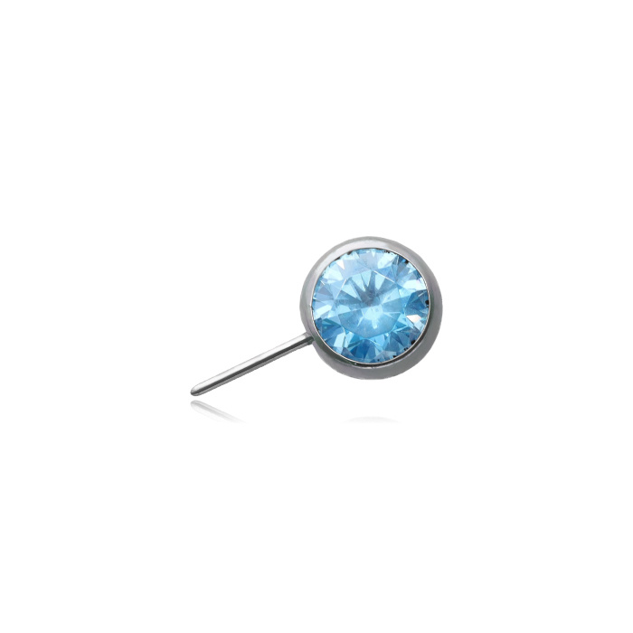 Titanium attachment for pins - push in with blue zirconia - silver - TPI-006