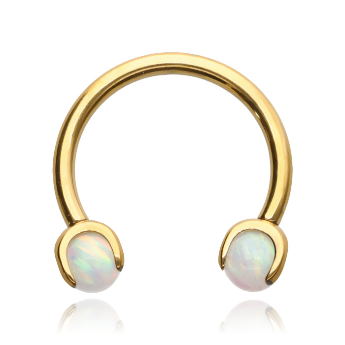 Titanium horseshoe gold with opal - OP17 - TKP-004