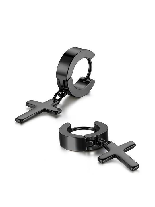 HUGGIE black cross earring - KH-008