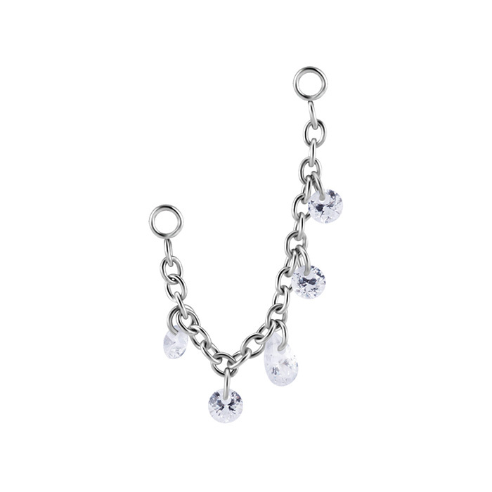 Chain with white zircons - silver - D-075