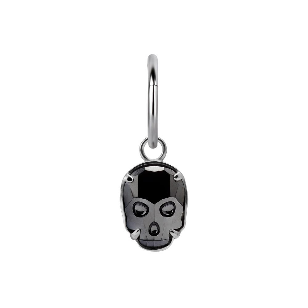 Charms - black skull - PREMIUM CRYSTAL - silver - D-012