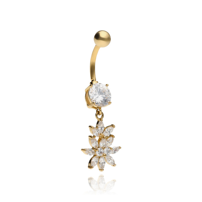 Belly button ring zirconia - gold - KP-038