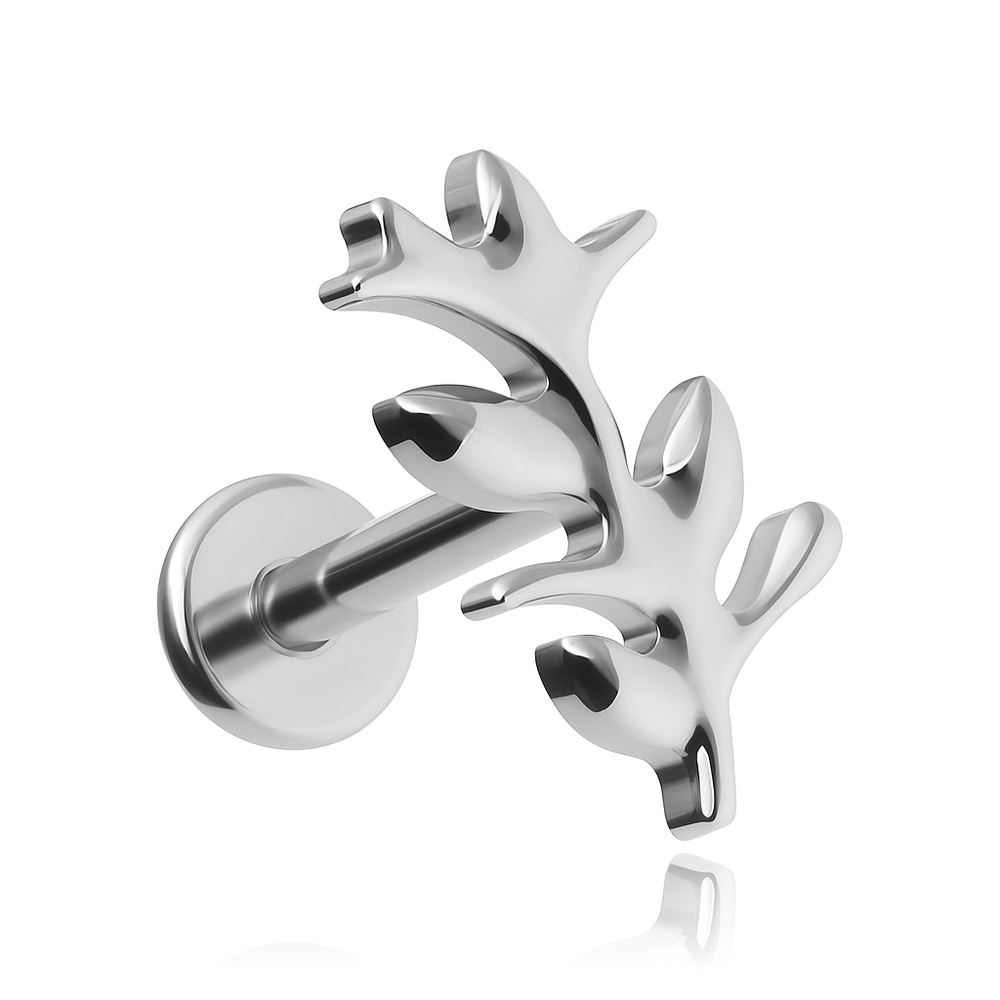 Titanium labret feather - silver