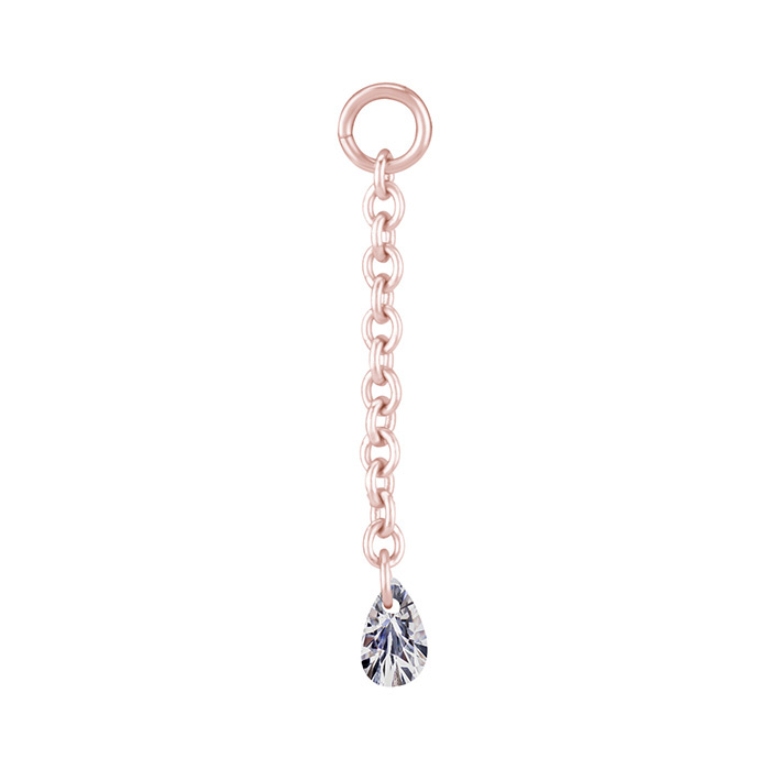 Charms chain with white zirconia - rose gold - D-074