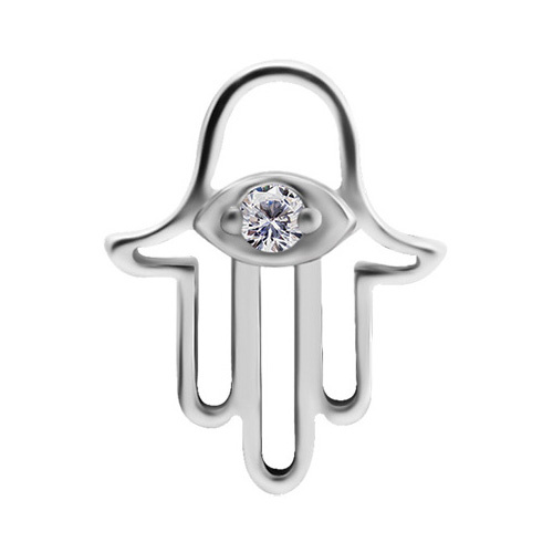 Charms - fatima's silver hand with white zirconia - D-068