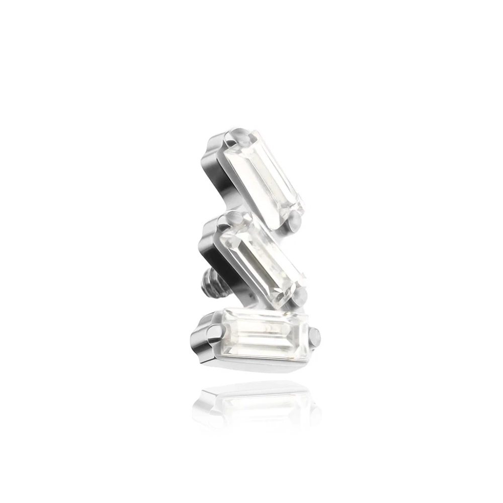 Titanium attachment with white zircons - silver - TNA-205
