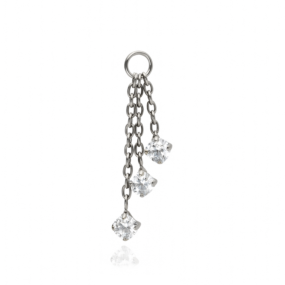 Charms chain with white zircons - silver - D-071