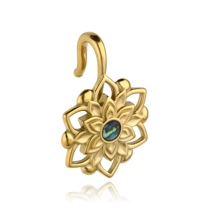 Weight, flower ear hanger - gold - PT-174