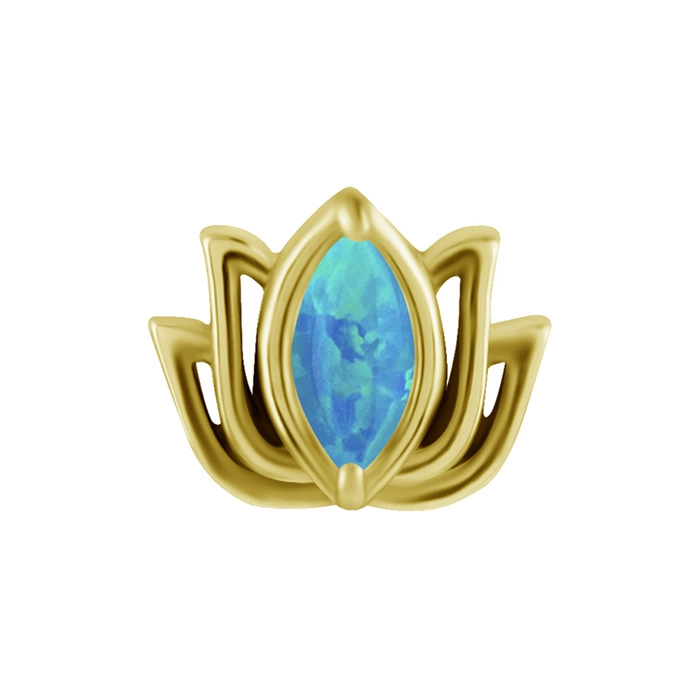Attachment push in - lotus flower with light blue opal - CoCr NF - gold - PI-003