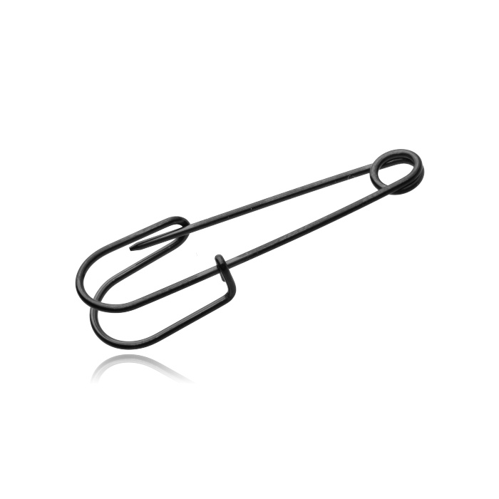 Earring - safety pin - black - KU-002