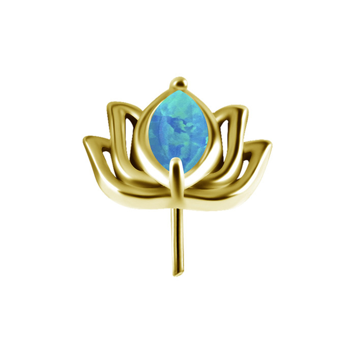 attachment push in - lotus flower with light blue opal - CoCr NF - silver - PI-003