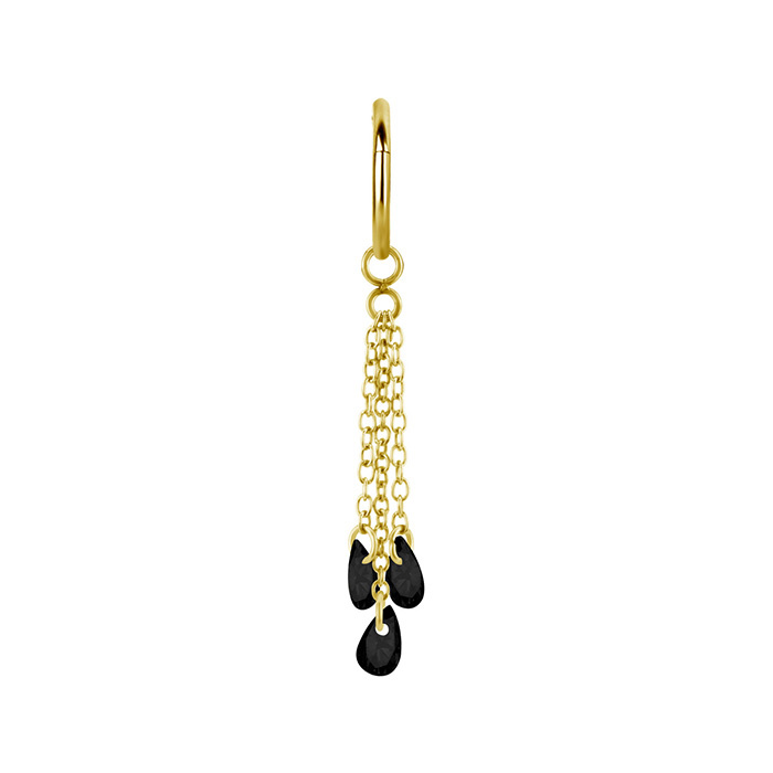 Charms chain with black zircons - gold - D-073