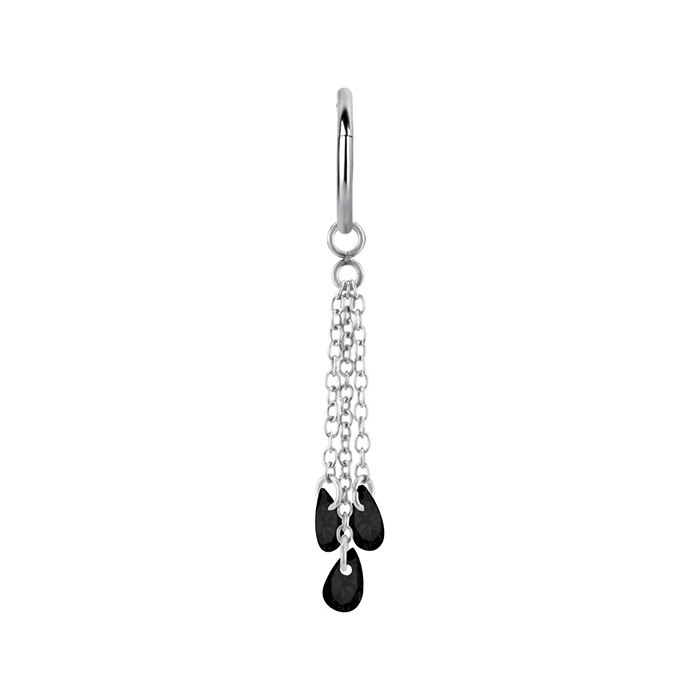 Charms chain with black zircons - silver - D-073