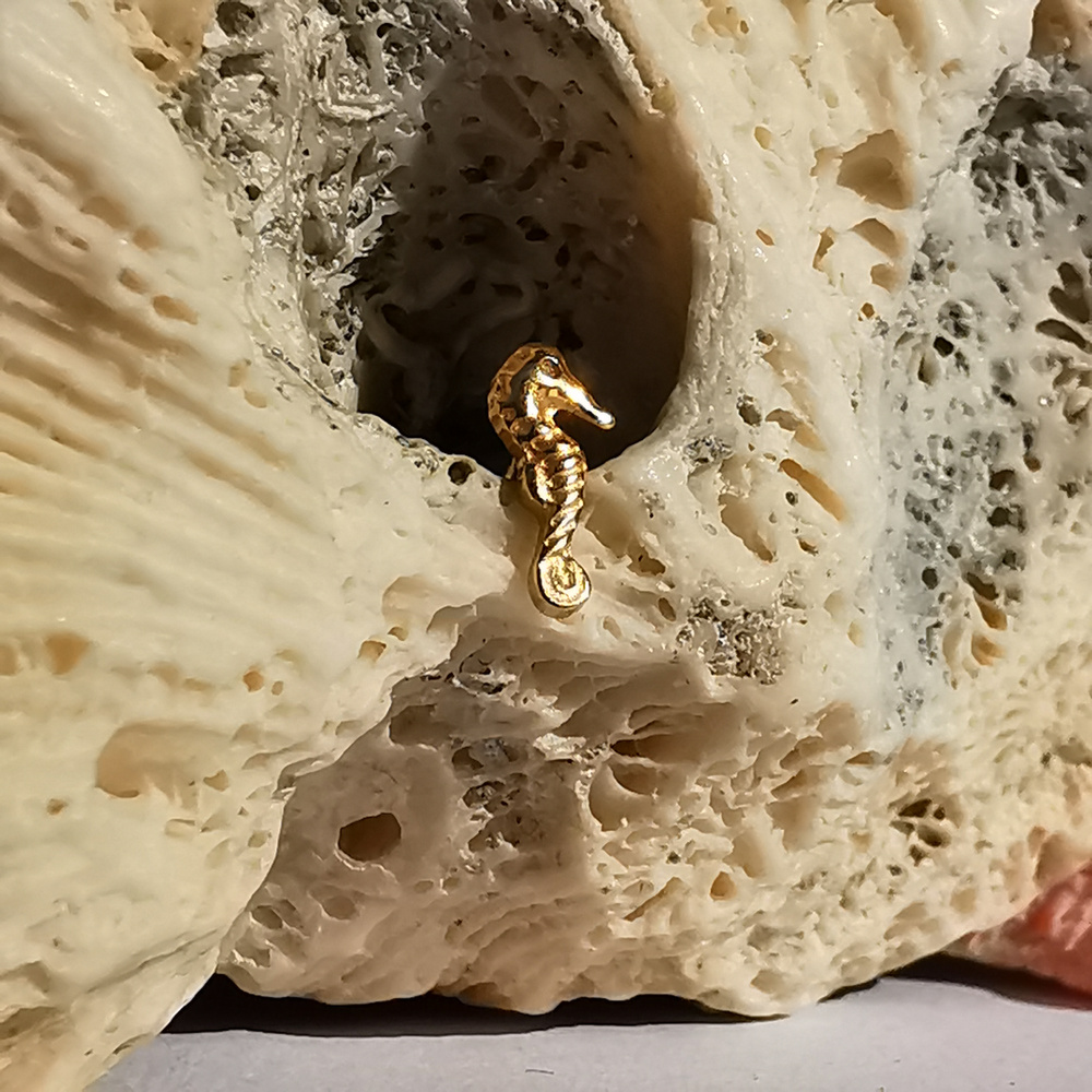 Titanium labret seahorse - gold - TGW-169