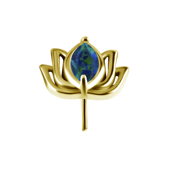 attachment push in - lotus flower with green opal - CoCr NF - silver - PI-003