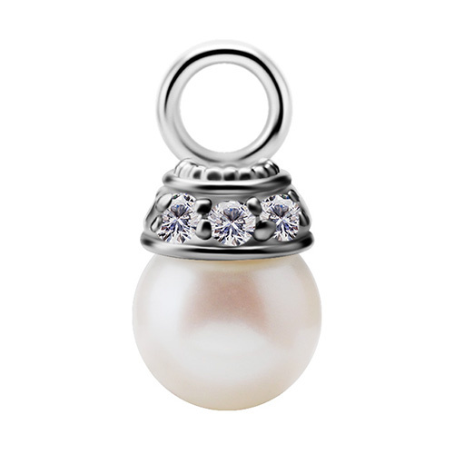 Charms - CoCr NF - silver with freshwater pearl - D-045