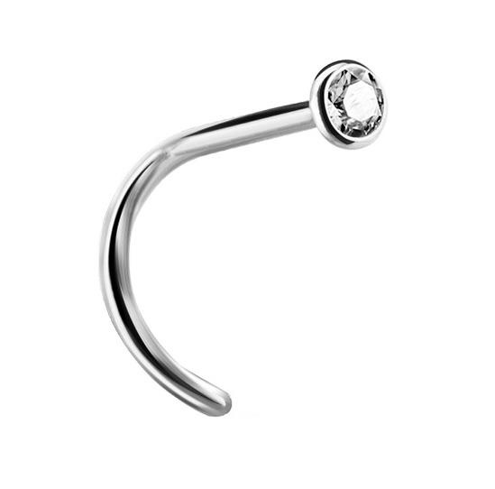 Titanium nose stud with white zirconia - TN-011