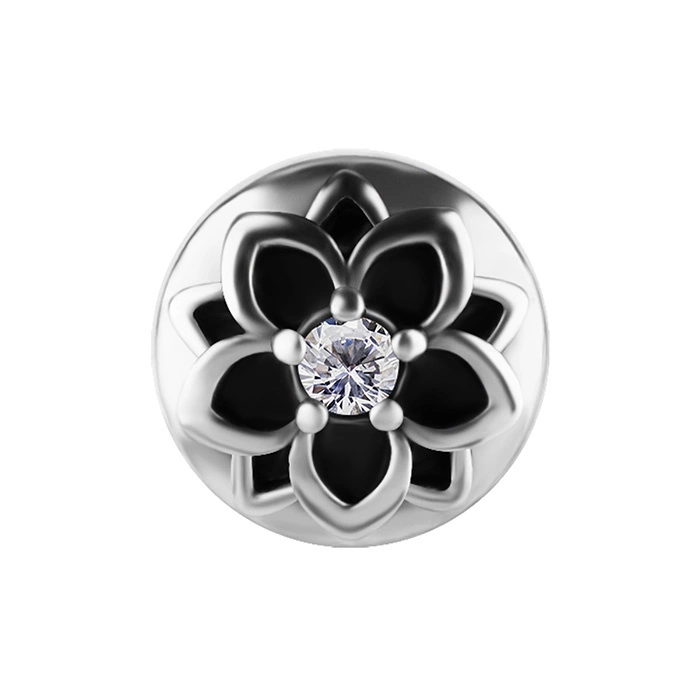 Attachment push in - flower with white zirconia - CoCr NF - silver - PI-020