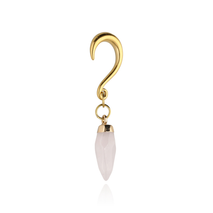 Ear weight with rose quartz - gold - PT-175