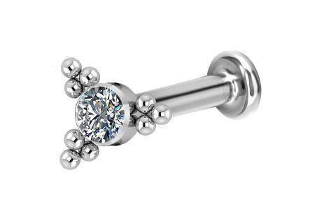 Titanium ornamental labret - Premium Crystals - TGW-028