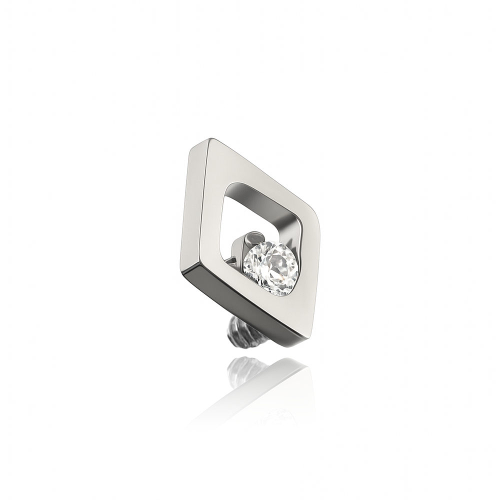 Titanium attachment with white zircons - silver - TNA-206