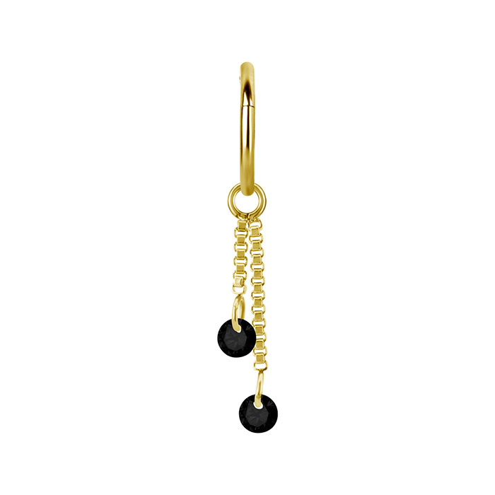 Charms chain with black zircons - gold - D-071