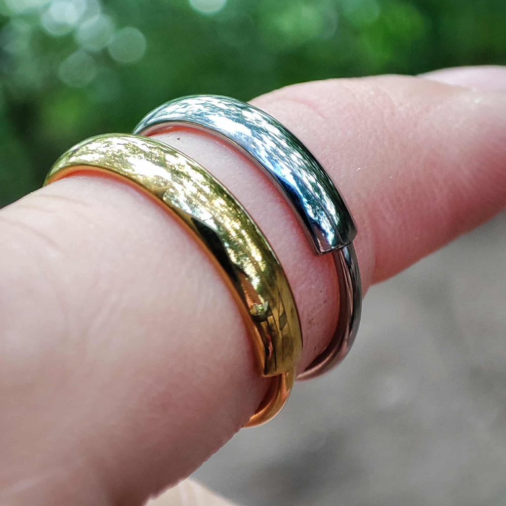 Titanium piercing ring clicker wedding ring - gold - TK-026