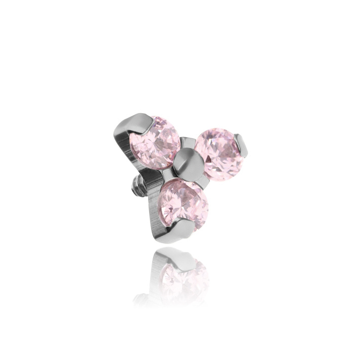 Titanium attachment with light pink cubic zirconias - sterling silver - TNA-067