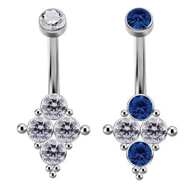 Titanium Belly button ring - Premium Zirconia white - TPP-023